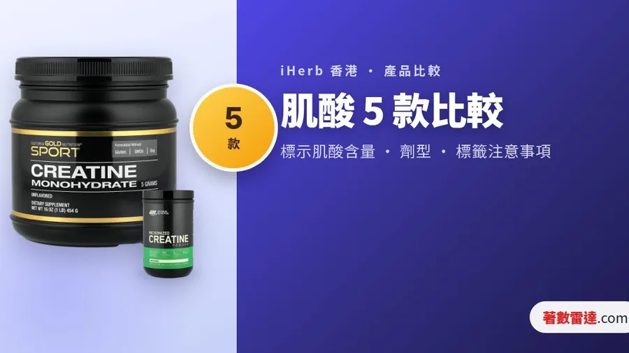 iHerb 肌酸 5 款比較｜粉劑膠囊軟糖，一水肌酸同 HCl 點分