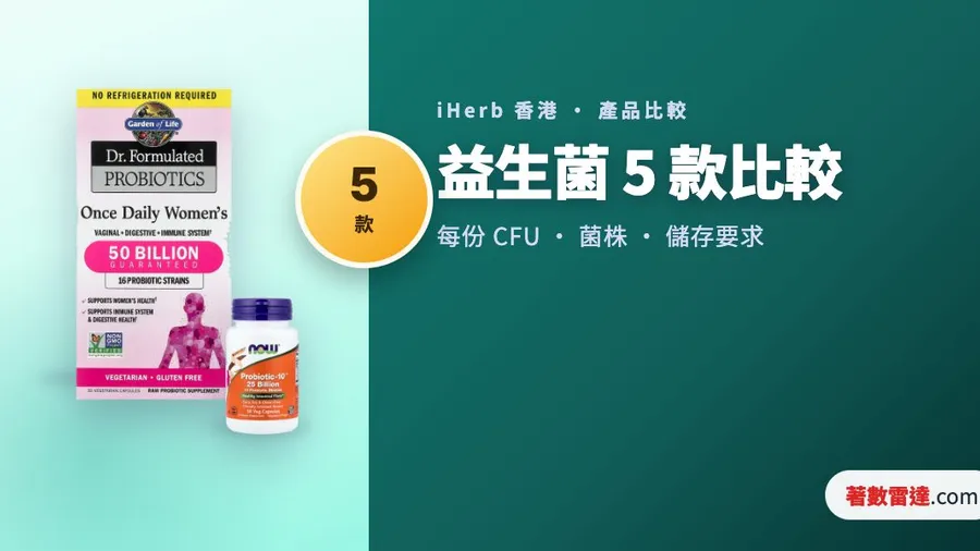 iHerb 益生菌 5 款比較|CFU、菌株同儲存方式點睇